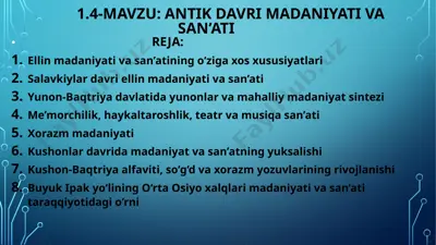 antik davri madaniyat va san’ati — PPTX