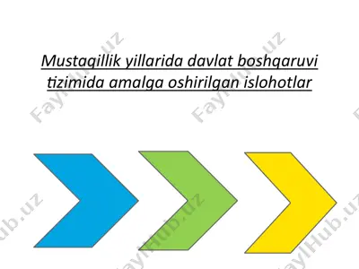 mustaqillik yillarida davlat boshqaruvi tizimida amalga oshirilgan islohotlar — PPTX