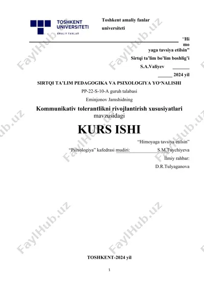 kommunikativ tolerantlikni rivojlantirish xususiyatlari — DOCX