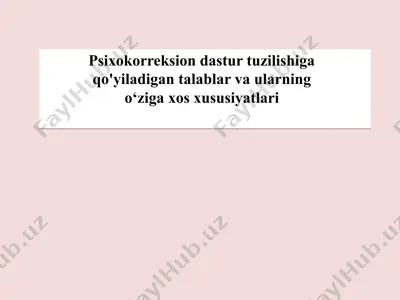 psixokorreksion dasturi — PPTX