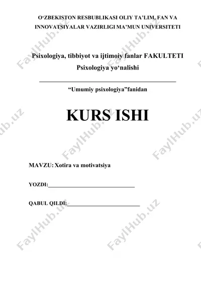 xotira va motivatsiya — DOCX