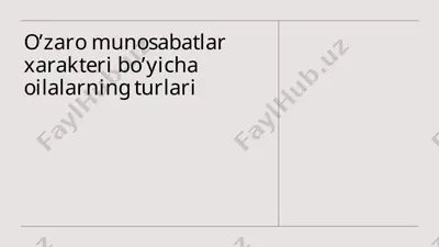 o'zaro munosabatlar xarakteri bo’yicha oilalarning turlari — PPTX