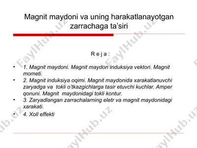 magnit maydoni va uning harakatlanayotgan zarrachaga ta’siri — PPTX