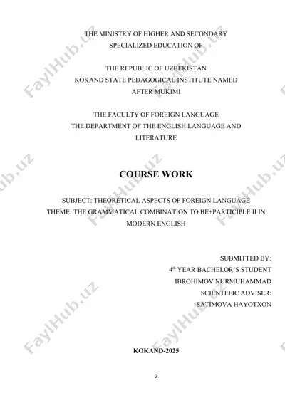 the grammatical combination to be+participle ii in modern english — DOCX