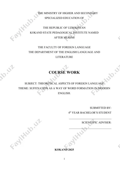 suffixation as a way of word formation in modern english — DOCX