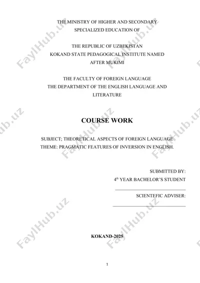 pragmatic features of inversion in english — DOCX