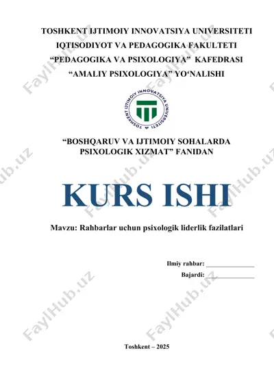 rahbarlar uchun psixologik liderlik fazilatlari — DOCX
