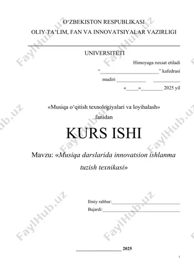 musiqa darslarida innovatsion ishlanma tuzish texnikasi — DOCX