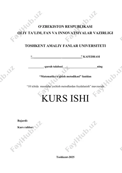 10 ichida masalalar yеchish metodlari — DOCX