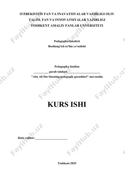 abu ali ibn sinoning pedagogik qarashlari — DOCX