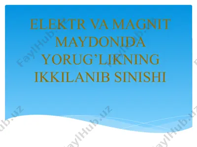 elektr va magnit maydonida yorug’likning ikkilanib sinishi — PPTX