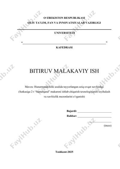 makaron ishlab chiqarish — DOCX