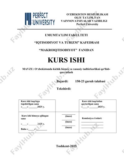 o‘zbekistonda kichik biznes va xususiy tadbirkorlikni qo‘llab-quvvatlash — DOCX