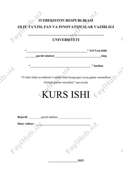 oʻzbek tilida ravishdosh oʻramlar bilan kengaygan yoyiq gaplar semantikasi (oybek asarlari misolida) — DOCX