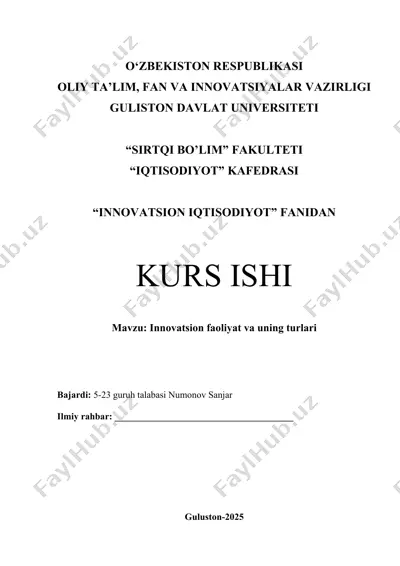 innovatsion faoliyat va uning turlari — DOCX
