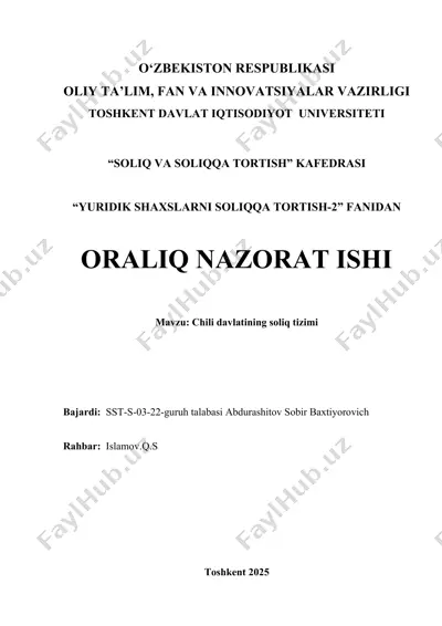 chili davlatining soliq tizimi — DOCX