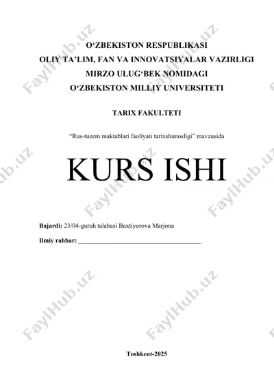 rus-tuzem maktablari faoliyati tarixshunosligi — DOCX