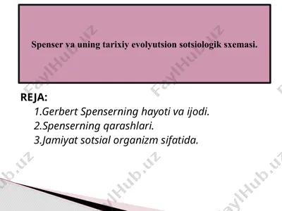 spenser va uning tarixiy evolyutsion sotsiologik sxemasi — PPTX