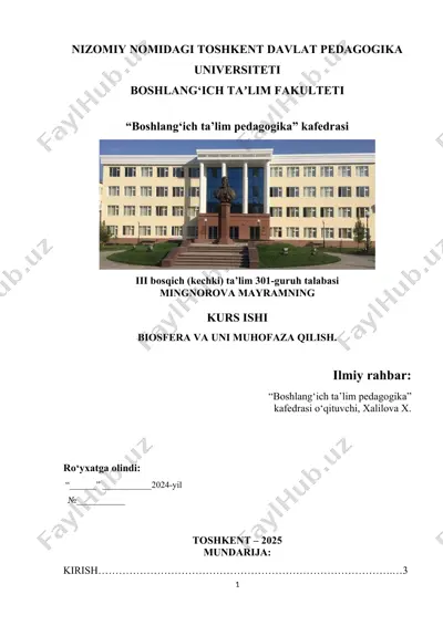 biosfera va uni muhofaza qilish. — DOCX