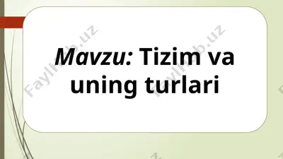 tizim va uning turlari — PPTX