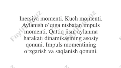 inersiya momenti. kuch momenti. aylanish o‘qiga nisbatan impuls momenti — PPTX