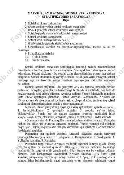 sotsial struktura va stratifikatsiya haqida maqola — PDF