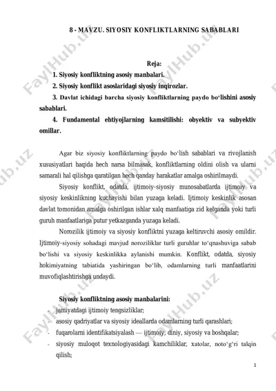 siyosiy konfliktlarning sabablari — PDF