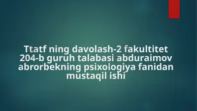 temprament xususiyatlarining mutaxasis shakllanishidagi o’rni — PPTX