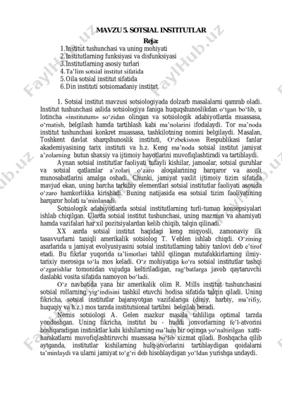 sotsial institutlar — PDF