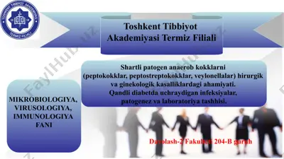 shartli patogen anaerob kokklarni hirurgik va ginekologik kasalliklardagi ahamiyati — PPTX