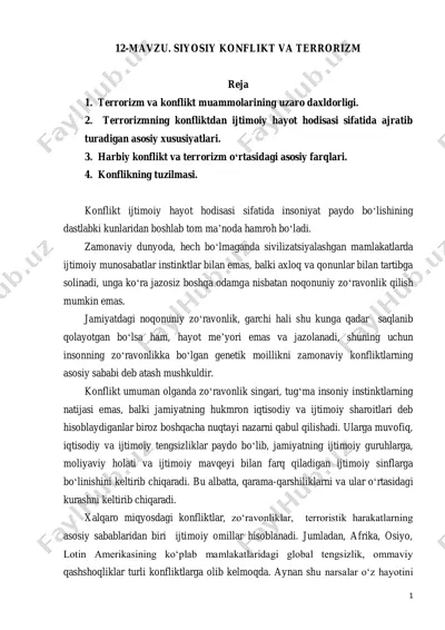 siyosiy konflikt va terrorizm — PDF