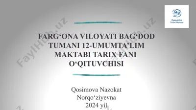 tarix fanini o‘qitishda zamonaviy pedagogik texnologiyalardan foydalanishning samarali usullari — PPTX