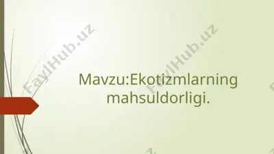 ekotizmlarning mahsuldorligi — PPTX