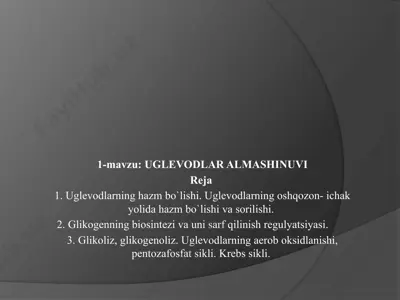 uglevodlar almashinuvi — PPTX