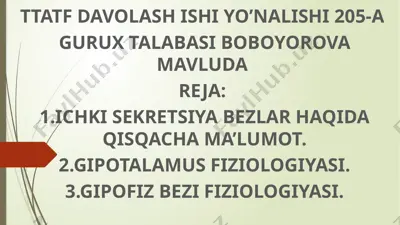 ichki sekretsiya bezlari haqida ma'lumot — PPTX