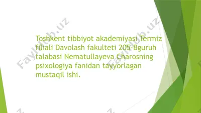 xotira rivojlanishining asosiy omillari va shart sharoitlari — PPTX