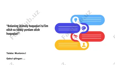 bolaning ijtimoiy huquqlari taʼlim olish va tibbiy yordam olish huquqlari — PPTX