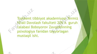 mustaqil ish "qobilyat rivojlanishining tasir etuvchi omillari" — PPTX