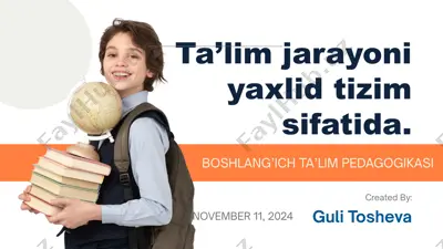 ta’lim jarayoni yaxlid tizim sifatida — PPTX