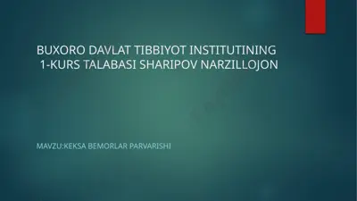 buxoro davlat tibbiyot institutining 1-kurs talabasi sharipov narzillojon — PPTX