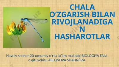 chala o’zgarish bilan rivojlanadigan hasharotlar — PPTX