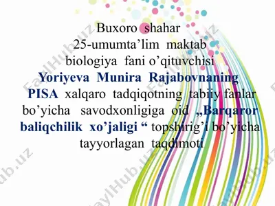 barqaror baliqchilik xo’jaligi tayyorlagan taqdimot — PPTX