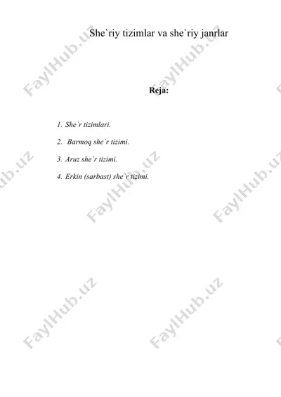 she`riy tizimlar va she`riy janrlar — DOC