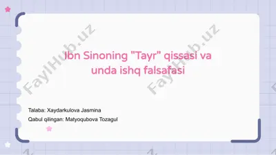 ibn sinoning "tayr" qissasi va unda ishq falsafasi — PPTX