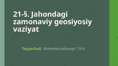 jahondagi zamonaviy geosiyosiy vaziyat — PPTX