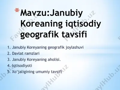 janubiy koreyaning geografik joylashuvi — PPTX