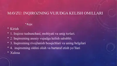 inqirozning vujudga kelish omillari — PPTX
