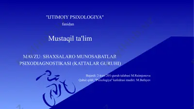 ijtimoiy psixologiya mavzusidagi mustaqil ta'lim — PPTX