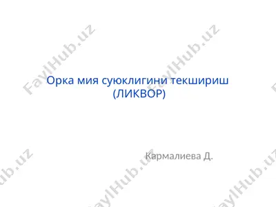 орка мия суюклигини текшириш (ликвор) — PPTX