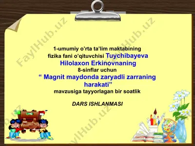 magnit maydonning zaryadli zarraning harakati — PPTX